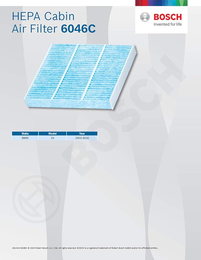 BOSCH 6046C HEPA Cabin Air Filter - Compatible with Select BMW Z4