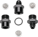 6AN Inline Fuel & Oil Feed Filter Set with 30 80 150 Micron Elements Aluminum Black