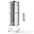 Culligan MaxClear 3 Gallon Gravity Water Filter System, Brushed Stainless-Steel Countertop Water Filter NSF/ANSI Certified to Reduce Microplastics, Lead & Total PFAS, with 1 Ceramic Filter