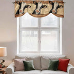 Farmhouse Cow Tie Up Valance Curtains for Windows, Kitchen Curtains Window Shades, Country Vintage Animals Wooden Grain Light Filtering Roman Curtain Valances for Bedroom/Bathroom/Cafe 42"x12"