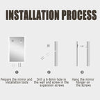 Backlit LED Illuminated Bathroom Mirror with LED Lights, Lighted Bathroom Makeup Wall Mounted Mirror with Demister Pad, Sensor Touch Switch, Horizontal/Vertical(A,H60*W80CM/H23.6*W31.4IN)