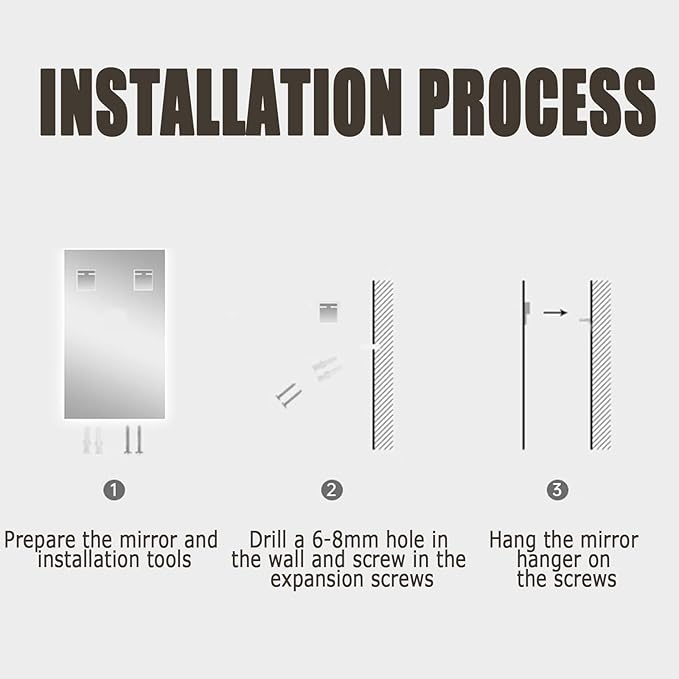 Backlit LED Illuminated Bathroom Mirror with LED Lights, Lighted Bathroom Makeup Wall Mounted Mirror with Demister Pad, Sensor Touch Switch, Horizontal/Vertical(A,H70*W90CM/H27.5*W35.4IN)