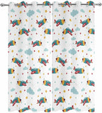 Turquoise Airplane Waterproof Outdoor Curtains for Patio,Windproof Weatherproof Curtains with Weighted Hem,Modern Art Cartoon Aircraft Clouds Light Filtering Privacy Drapes for Porch 54"x 95" 2 Panels