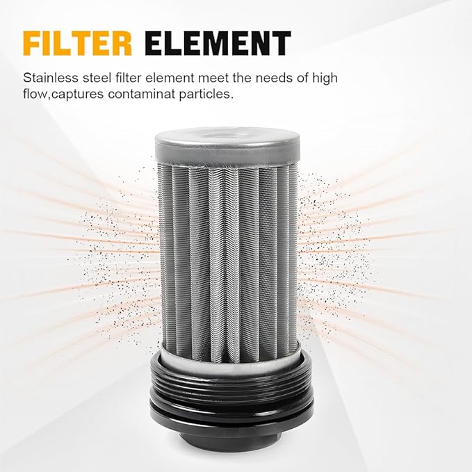 BARTOO 100 Micron Inline Fuel Filter with 6AN 8AN 10AN Adapter and 50MM Mounting Bracket For Filtering Gasoline, Diesel, E85(Black)
