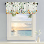 Easter Gnomes Curtain Valances for Windows, Kitchen Valance Window Treatment, Spring Watercolor Eggs Flower Wood Grain Light Filtering Block Curtains for Bathroom/Bedroom/Living Room 42'' x 12''
