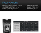 AC Infinity Premium Activated Carbon, 16 lb. Australian Charcoal Supply Replacement for 4”, 6” & 8” Refillable Carbon Filters, Air Filtration Odor Scrubbing for Grow Tents Hydroponics Aquariums Ponds