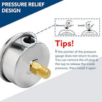 SENCTRL 0-160 Psi Glycerin Liquid Filled Air Pressure Gauge, 2.5" Dial Size, 1/4" NPT Back Mount, Stainless Steel Case, for Water Pump, Tire, Large Air Compressor, Well, RV Regulator Pressure Test