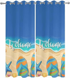 Summer Outdoor Curtains for Patio Beach Slippers Plumeria Waterproof Outside Curtains with Grommet Top Weatherproof Curtain for Cabana Pergola Gazebo, 2 Pack, 54" W x 108" L