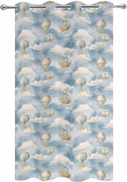 Hot Air Balloons Outdoor Curtains for Patio Fantasy Spaceship Cartoon Vintage Waterproof Outside Curtains with Grommet Top Weatherproof Curtain for Cabana Pergola Gazebo, 1 Panel, 54" W x 95" L