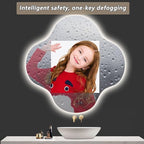 Irregular Bathroom Mirror with LED Light, Wall Mounted Mirror with Demister Pad, 3-Color Dimmable LED Light, for Wall, Living Room, Bedroom, Vanity, Entryway(70cm/27.6in)