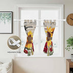 Red Yellow Sunflowers Kitchen Curtains 45 Inch Length, Short Cafe Window Curtains Tab Top, Retro Rustic Barn Doors Butterfly Brown Light Filtering Window Treatments Tier Drapes 27.5"x45" 2 Panel