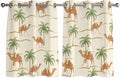 2 Panel Kitchen Cafe Curtains, Date Coconut Tree Sunlight Filtering Nature Air Through, Home Decor Window Covering Tier Curtains for Living Room 104W x 52L inch Desert Camels Botanical Tropical Beige