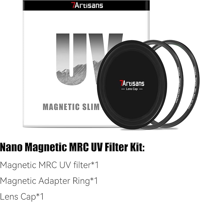 7artisans Nano Magnetic Filter UV Filter ND Light Reduction Filter/CPL Polarization Filter/GND Gradient Filter/Black Mist 1/4 Portrait Photography Filter Suitable for Lens(77mm MRCUV)