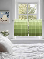 Gradient Green Wooden Board Window Valance Curtains, Retro Country Wood Grain Light Filtering Kitchen Valance with 3-inch Rod Pocket for Living Room Bathroom Bedroom,2 Panel,27.5x24In