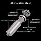 Amwater NSF/ANSI 42 Certification Jumbo Stainless Steel Filter Housing for 10”Length,4.5"OD Filter Cartridge, 1NPT Inlet and Outlet, Drain Valve Style C (Square Head)