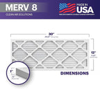 BNX TruFilter 12x30x1 Air Filter MERV 8 (4-Pack) - MADE IN USA – Dust & Pet Defense Electrostatic Pleated Air Conditioner HVAC AC Furnace Filters for Dust, Pet, Mold, Pollen MPR 600 – 700 & FPR 5
