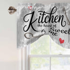 Kitchen Knife Fork Tie Up Valance Curtains for Windows, Kitchen Curtains Window Shades, Vintage Love Heart Grey Wood Grain Light Filtering Roman Curtain Valances for Bedroom/Bathroom/Cafe 54"x18"