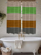 Farm Gray Green Brown Wood Grain Window Valance Curtains, Rustic Wooden Plank Light Filtering Kitchen Valance with 3-inch Rod Pocket for Living Room Bathroom Bedroom,2 Panel,52x72In