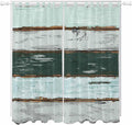 Blue Teal Living Room Curtains 84 Inch Length, Window Curtains Tab Top, Vintage Wooden Retro Art Farmhouse Barns Light Filtering Window Treatments Drapes 52"x84" 2 Panel