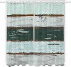 Blue Teal Living Room Curtains 84 Inch Length, Window Curtains Tab Top, Vintage Wooden Retro Art Farmhouse Barns Light Filtering Window Treatments Drapes 52"x84" 2 Panel