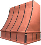 CT Copper Tailor Sloped Copper Vent Hood Wall Mount,48'' W,30''H, 1150 CFM Exhaust Fan,Stainless Steel Vent,LED Light,Dishwasher-Safe Baffle Filters,VH8TR1