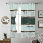 Blue Teal Living Room Curtains 96 Inch Length, Window Curtains Tab Top, Vintage Wooden Retro Art Farmhouse Barns Light Filtering Window Treatments Drapes 52"x96" 2 Panel