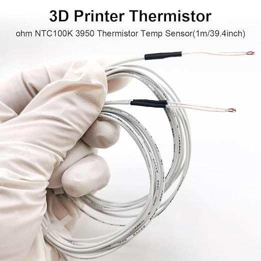 4Pcs Ender 3 Thermistor 1m/39.4Inches, 3D Printer ohm NTC 100K 3950 Thermistor Temp Sensor Compatible for Creality Ender 3/Ender 3 Pro/Ender 3 Neo/Ender 5/Voxelab Aquila, 2Pin XH2.54,