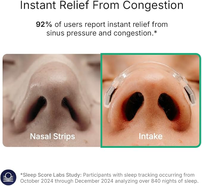 Intake Breathing Magnetic Nasal Strips Starter Kit (30 Count, Clear) - Boost Oxygen Intake, Reduce Snoring, Improve Sleep Quality - Sweat Resistant, Nasal Strips - Extra Strength Snoring Solution