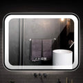 Bathroom Mirror with LED Light and Demister Pad Wall Mounted Mirror Makeup Shaving Mirror Smart Touch Switch (Black 600 * 800mm)