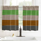 Farm Gray Green Brown Wood Grain Window Valance Curtains, Rustic Wooden Plank Light Filtering Kitchen Valance with 3-inch Rod Pocket for Living Room Bathroom Bedroom,2 Panel,52x54In