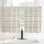 Vintage Country Wooden Board Window Valance Curtains, Gradient Wood Grain Line Light Filtering Kitchen Valance with 3-inch Rod Pocket for Living Room Bathroom Bedroom,2 Panel,52x45In