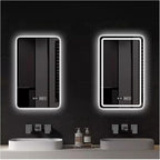 Bathroom Mirror with LED Lights, Backlit Illuminated Bathroom Mirror Wall Mounted Multifunction Vanity Mirror with 3 LED Light Color Dimmable and Demister Pad,(B,H70*W90CM/H27.5*W35.4IN)