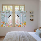 Easter Kitchen Curtains 45 Inch Long 2 Panel Set, Rod Pocket Window Treatment, Spring Watercolor Bunny Eggs Flower Wood Grain Blue Light Filtering Panels Short Drapes for Bathroom Camper 42"W x 45"L