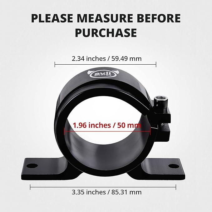 EVIL ENERGY 50mm Fuel Filter Mounting Bracket, Fuel Pump Clamp Holder Black