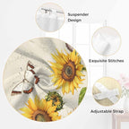 Farm Sunflowers Kitchen Curtains 36 Inch Length, Small Window Curtains Tab Top, Retro Flowers Butterfly Botanical Beige Light Filtering Short Window Treatments Tier Drapes 27.5"x36" 2 Panel