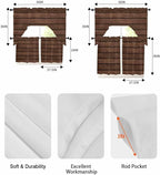 Brown Wooden Board Swag Kitchen Curtains Valance and Tier Set, Vintage Wood Grain Farmhouse Barn Themes Light-Filtering Swag Valance 24 Inch Length, Rod Pocket Short Curtain for Bedroom Cafe