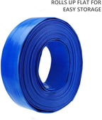 Eastrans 2" x 100 FT Heavy Duty Pool Backwash Hose, Reinforced PVC Lay Flat Discharge Hose, Weather Resistant & Burst Resistant with 2 Hose Clamps