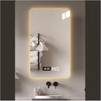 Bathroom Mirror with LED Lights,Makeup Vanity Touch Mirror with LED Lights，Backlit LED Illuminated Vertical Bathroom Mirror with Demister Heat Pad,Dimmable & 3 Colors(B,W75*H100cm/W29.5*W39.4IN)