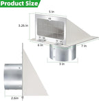 3 Inch Dryer Vent Cover Outside,Metal Exterior Vent Cover with Screen and Cushioned Flap,Outdoor Dryer Vent Hood Outlet Exhaust Vent Cover Air Wall Vent Cover for House Laundry Range Hood AC-White
