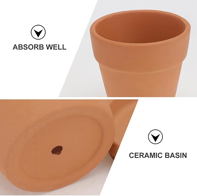 Red Clay Baked Clay Succulent Flower Pots with Saucers, 8x8cm Indoor Outdoor Decorative Terracotta Planters Set of 5 for Garden and Home Planting