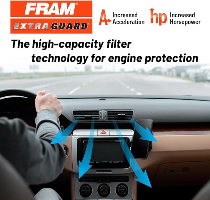 FRAM Extra Guard Rectangular Panel Engine Air Filter Replacement, Easy Install w/Advanced Engine Protection and Optimal Performance, CA12088