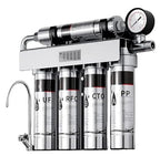 PaniFlow, Water Filter System, 5 Stages Ultrafiltration Water Purifier for Sink, Pur Water Filter, 90 L/H, Tankless Instant Water Purifier for House, Filter Replacement Indicator (Stainless Steel)