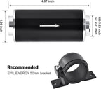 EVIL ENERGY Inline Fuel Filter 100 Micron with 6AN 8AN 10AN Adapter&Bracket Clamp 50MM Universal