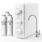 IceJoy TSU 0.01μm Ultra-Filtration Under Sink Water Filter System, 3-Stage Sink Water Filter Tankless Design with Faucet, Smart Panel Display, Eco-Friendly, No Electricity or Water Waste