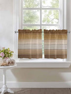 Vintage Brown Gradient Wood Grain Window Valance Curtains, Farmhouse Wood Barn Light Filtering Kitchen Valance with 3-inch Rod Pocket for Living Room Bathroom Bedroom,2 Panel,27.5x36In