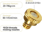 KUWAN 0.016" Orifice (0.4mm) Thread UNC 10/24 Brass Misting Nozzles Low Pressure Atomizing Misting Sprayer Water Hose Nozzle for Greenhouse, Landscaping, Outdoor Cooling Mister System (100PCS)