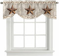 Western Texas Star Retro Tie Up Valance Curtains for Windows, Kitchen Curtains Window Shades, Country Farmhouse Gray Wood Grain Light Filtering Roman Curtain Valances for Bedroom/Bathroom/Cafe 42"x12"