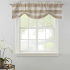 Brown Ombre Wooden Tie Up Valance Curtains for Windows, Kitchen Curtains Window Shades, Farmhouse Retro Khaki Wood Light Filtering Roman Curtain Valances for Bedroom/Bathroom/Cafe 54"x18"