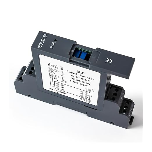Analog Signal Isolator 4-20mA Signal Isolator Din Rail Mount 0.5% FS Precision for Industrial Automation PLC Control System(1 in 1 Out,Output 0-10V_Input 1-5V_DC24V)
