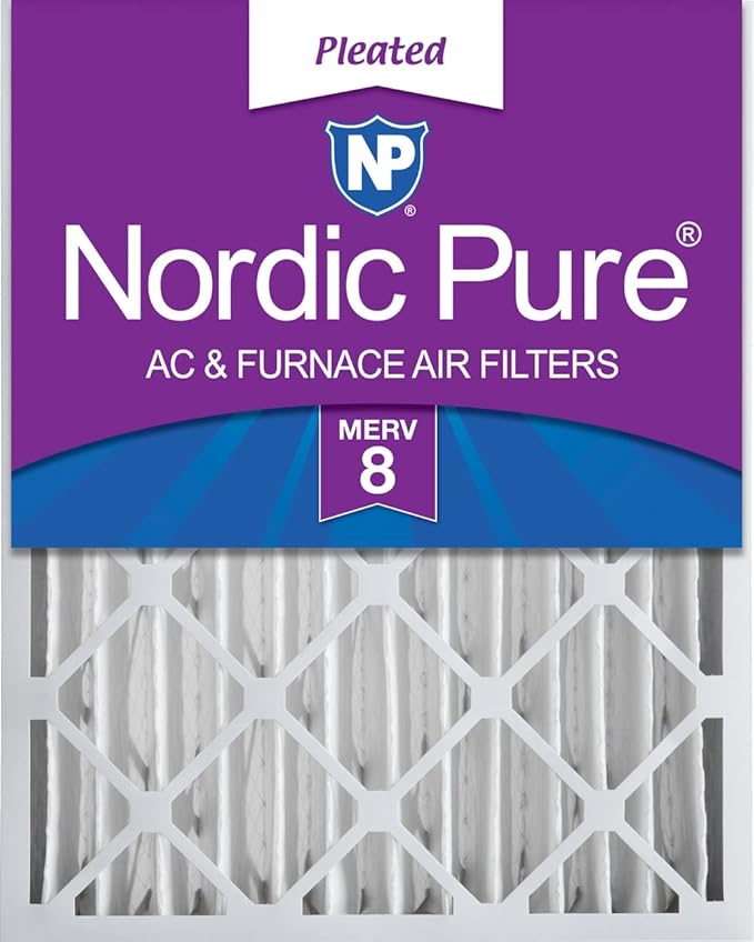 Nordic Pure 20x25x4 (Actual Size: 19 1/2 x 24 1/2 x 3 5/8) Pleated MERV 8 Air Filter 1 Pack